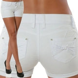 Shorts Women Summer High Waist Button Design Slim Fit Pants Sexy Female Skinny Short Jeans Blue Black Denim