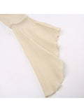 Vintage Loose Solid Bandage T Shirt Holiday Casual V-Neck Butterfly Sleeve Tees Women 2023 Summer Elegant Bohemian Style-Outfit