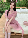 Sexy Sweet Dress Women Summer Bandage Party Mini Dresses Casual Beach High Waist Korean Fashion Dress Female 2022