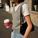 SUCHCUTE girl Sweater Vest women jumper V Neck pullover Knitted Vests Women Preppy Style Crop Top Autumn 2020 solid