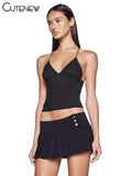 Sweet Suspender Sexy Patchwork Tank Top Women Camisole Sleeveless Slim Mesh Vest Casual Lady Streetwear 2023 New Summer-Outfit