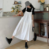 Women Sleeveless Suspender Baggy Japanese Plus Size 2XL Student Kawaii Casual All-match Fashion Ulzzang Summer Midi