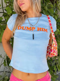 2022 Letter Print Y2K Crop Tops Women Aesthetics Cute Tops Slim Kawaii Short Sleeve O Neck Baby Woman T-shirts