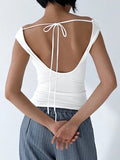 vintage backless tank top with waterfall