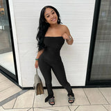 Fashion Solid Color Pants Slit