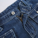 Punk Vintage Low Rise Flared Jeans with Pockets Goth Streetwear Full Length Blue woman jeans Y2K Retro Chic Pants Fall-Outfit