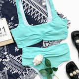 2 Piece Ruched High Waist