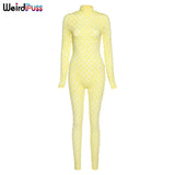 Women Sexy Hollow Out Club Activewear Jumpsuit Long Sleeve Zipper Stretchy Workout Bodycon Party Streetwear Slim