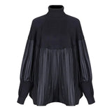 Pelated Split Big Size Knitting Sweater Loose Fit Turtleneck Long Sleeve Women Pullovers New Fashion Spring 2022