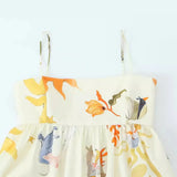 Spring Print Loose Mini Suspender Dress 2986141-Outfit