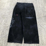 High Street Hip Hop Ins Printed Jeans Autumn New Chaopai Street Casual Baggy Trousers-Outfit