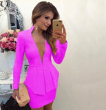 Lady Elegant Blazer Dresses Women Sexy Wear To Work Suit Dress Smart Casual Long Sleeve V Neck 2021 Spring