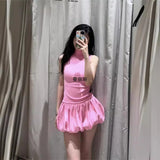 Sleeveless Dress Floral Bud Dress With Thin Short Skirt Summer
