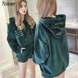 Velvet Plush Thick Hoodies Women Fashion Casual Hooded Coat Korean Loose Oversized Outer Warm Jacket 2022 Autumn Winter