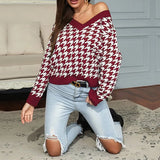 V Neck Knitted Pullover Sweater Women Long Sleeve Loose Pullovers Female 2022 Spring Fashion Ladies Knit Jumper