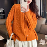 Red Sweater Cardigan 2024 Early Spring New Foreign Style Sweater Winter Thickened Jacket Fashion Trend-Outfit