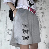 Summer print Shorts Solid Wide-leg Knee-length Harajuku Simple Ins Trendy All-match Students Chic skinny plus size