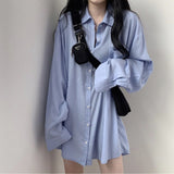 Korean Chic Sunscreen Shirt Women Solid Silk Slip Feeling Loose Long-Sleeved Shirt