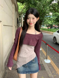 Body Sling Vest Folded Jersey Women's Autumn New Long-Sleeved Knitted Top Two