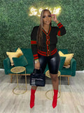 Fall Patchwork Knitting sweaters Jackets For Women 2023 Long Sleeve Loose Tops Jackets Black Red Casual Jackets And Coats 319-1-Outfit