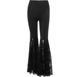 Mall Flare Pants Sexy Black Lace Patchwork High Waist Vintage Harajuku Hippie Punk Grunge Streetwear Y2k Pants-Outfit