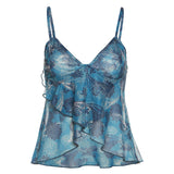 Spring Fashion Trend Women's New Sling Strip Bare Back Screen Printing Loose Small