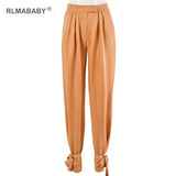 Autumn Lace Up Pencil Pants Sexy High Waist Pants Casual Pockets Zipper Trousers Women Office Lady Pants Street