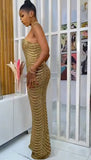 Formal Beaded Scoop Neck Long Evening