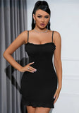 Sexy Straps Solid Ruffles Bodycon
