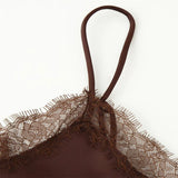 New Women's Lace Silk-Sense Textured Blouse Sling Sling Vest