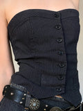 Vacation Shoulder Single Row Irregularly Hem Brat Waist Striped Suit