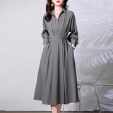 Collar Splicing Dress Women 2025 Summer Dress New Fashion Temperament Thin Design Small Bubble Sleeve Long
