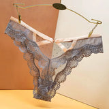 Lace Mesh T-T-Shirt Female Transparent Hollowless Low-Waisted Cotton Crotch Triangle