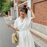Dresses Women Friends Various Colors Summer College Sweet Solid Button Stylish Soft All-match Korean Loose Clothes
