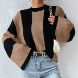 Women's Spring And Autumn Solid-Colored Flowers Knitted Sweater Fashion Collar Long-Sleeved