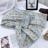 Summer Chiffon Beach Boho Maxi Women Skirt High Waist Floral Print Vintage Holiday Ruched Long Fashion Skirts