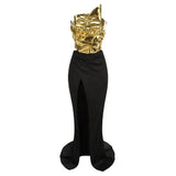 Hot Leather Shoulder Sleeveless Sexy Open-Fork With Dress Suit Drag