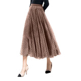 Summer Women Dot Mesh Patchwork Skirt 2021 Fashion Ladies Sexy Club Street Casual OL Korean Style Skirts Waist