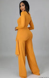 Knit V-Neck Irregular Top and Pants Elegant 2 Piece