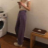 Women Ulzzang Plus Size Denim Female High Waist Aesthetic Design Full Length Lady Trouseres Vintage College Straight