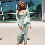 Sporty 2 Piece Sets Bodysuit Top Pants Sexy Tracksuit Sweatsuits for Women Clothing Sets Fall Casual Outfit