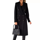 Women's Spring 2025 New Coat With Hair, Coat Solid Long-Sleeved Double-Buttoned