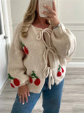 2025 Knitted Cardigan With Loose Casual Sweater Strawberry Cherries With Coat