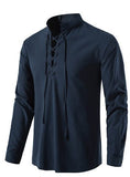Men's New Men's Cotton Henley Shirt Long Sleeve Hipple Leisure Beach Ripple Ragged