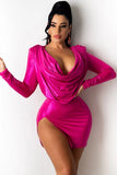 Formal Dripped Top and Slit Mini Skirt 2pc