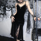 Summer New Dress Dark Wind Lace Slim Stitching Halter Fishtail Skirt-Outfit