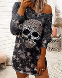 Casual Halloween Skull Printed Long Sleeve Casual