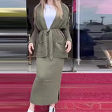 Autumn New Women's Pure Color Temperament With A Stylish Dress