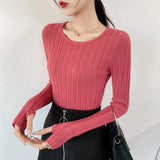 Elegant Knitted Sweater Women Bottoming Slim Sexy Female Knitwear Casual Skinny Pullovers Ladies Solid Basic
