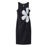 New Spring Style Positioning Printing Hollowed-Out Split Suspender Dress-Outfit